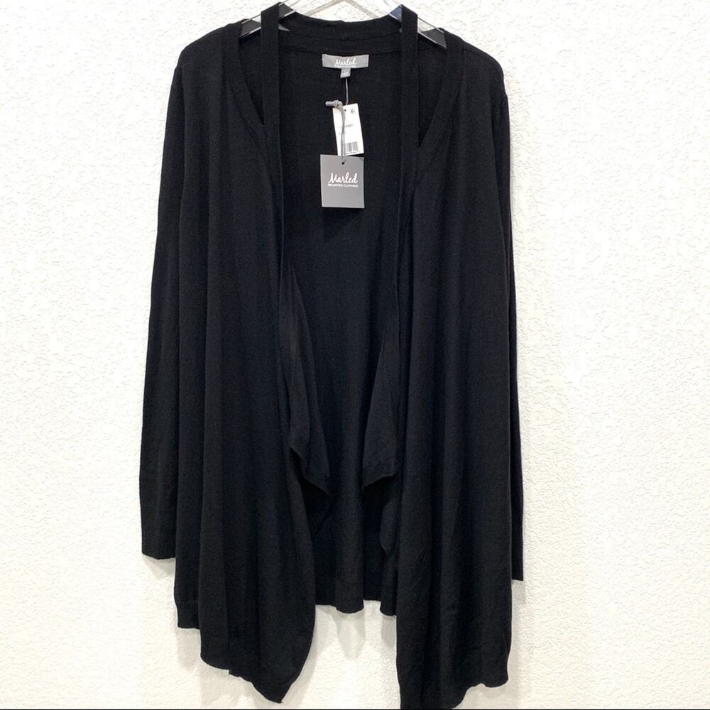 Marled Reunited Hi-Low Cut Out‎ Neck Black Cardigan - Picture 5 of 8